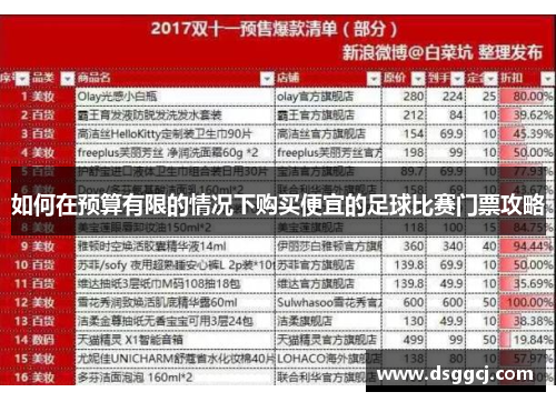 如何在预算有限的情况下购买便宜的足球比赛门票攻略